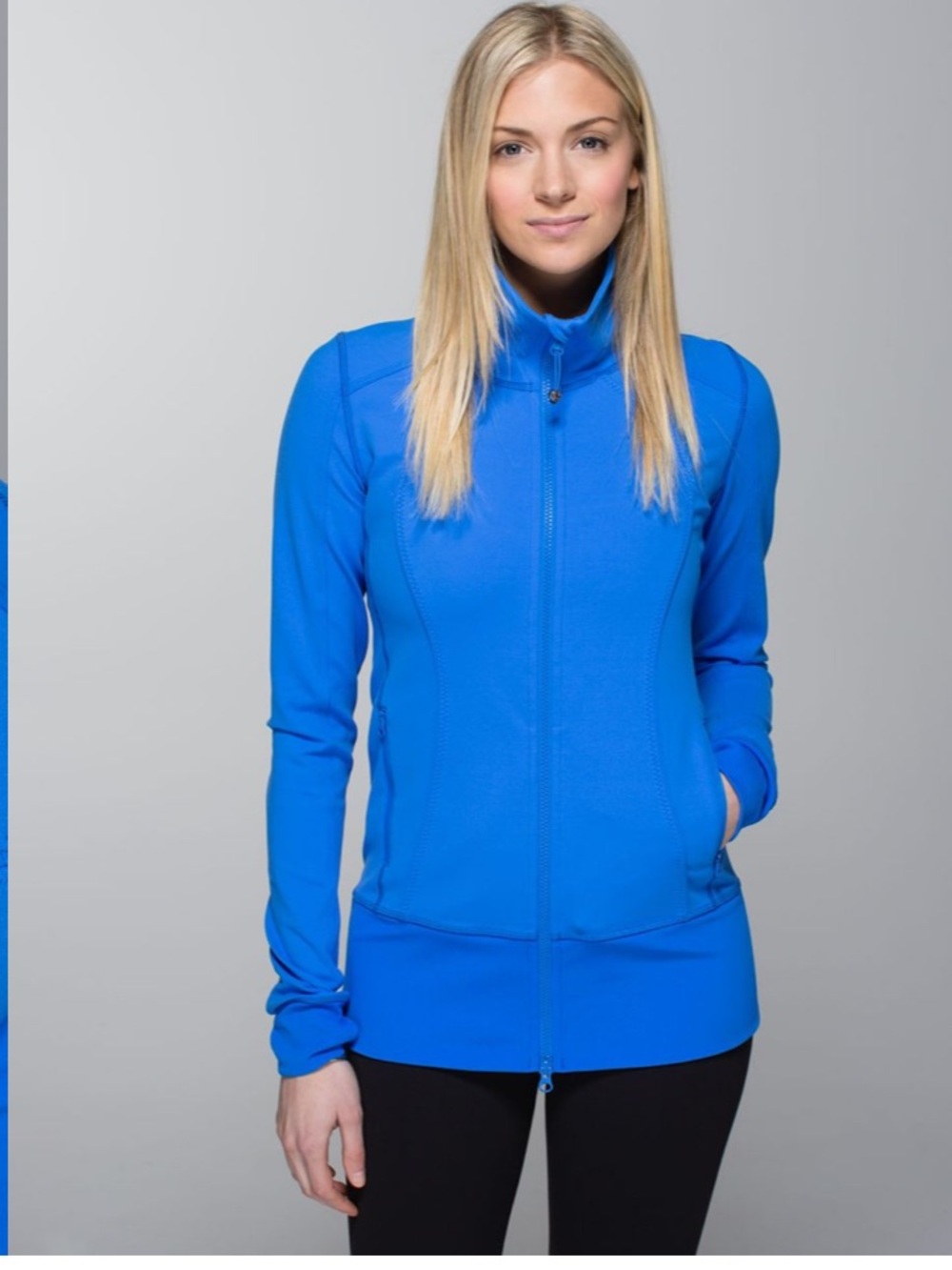 Lululemon Nice Asana Jacket Baroque Blue size 6 Small Luon™ fabric pockets